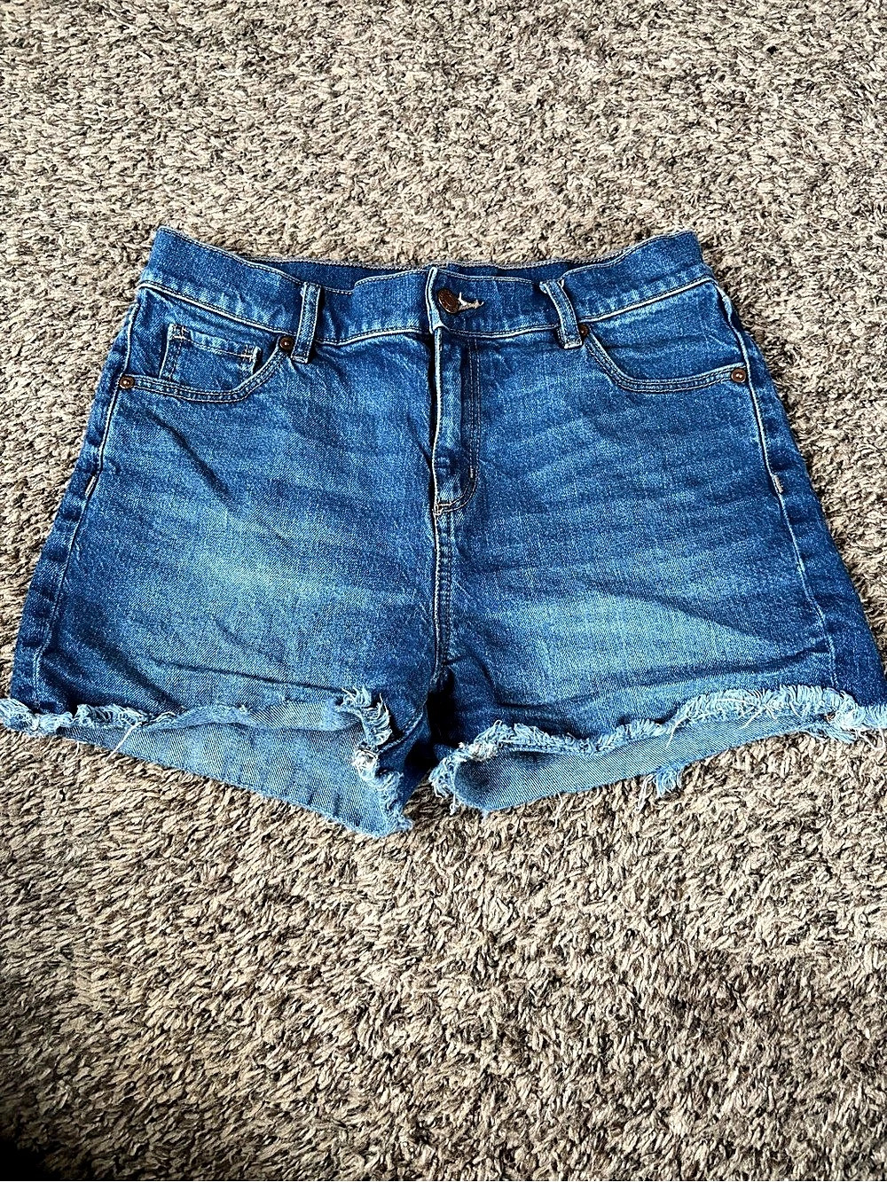 LOFT Distressed Denim Jean Shorts in Blue Waist 27
